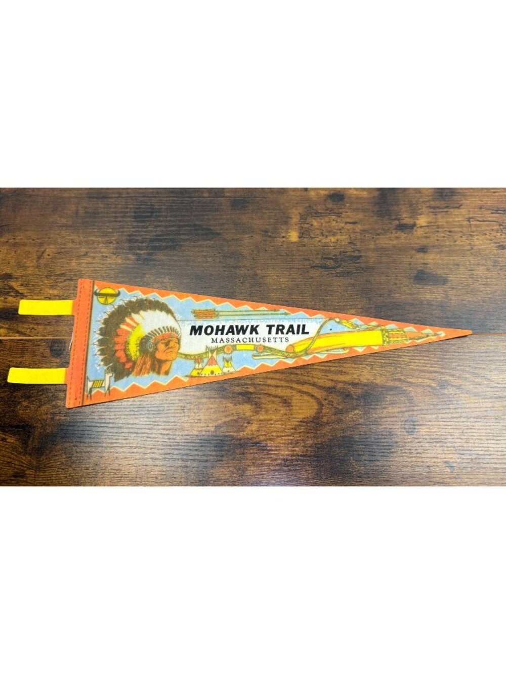 Vintage Mohawk Trail Massachusetts Souvenir Pennant 14.5 inches